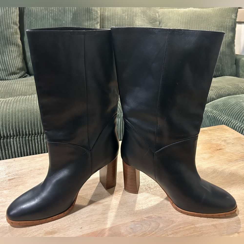 All Saints Black Leather Heeled Boots - Women’s Size 41/10.5
